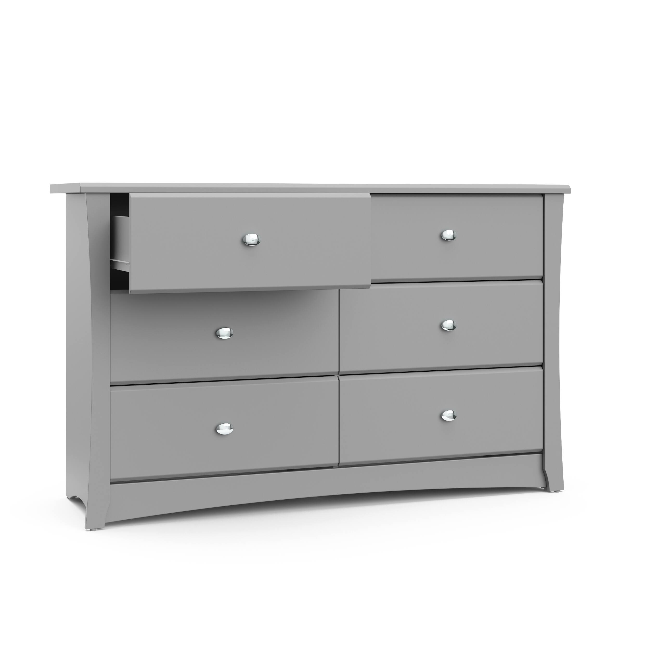 Alt View 11. Storkcraft - Crescent 6-Drawer Double Dresser - Pebble Gray.