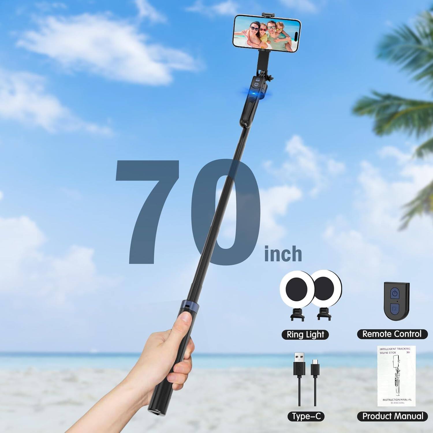 70 inch

Ring Light

Remote Control

Type-C

Product Manual