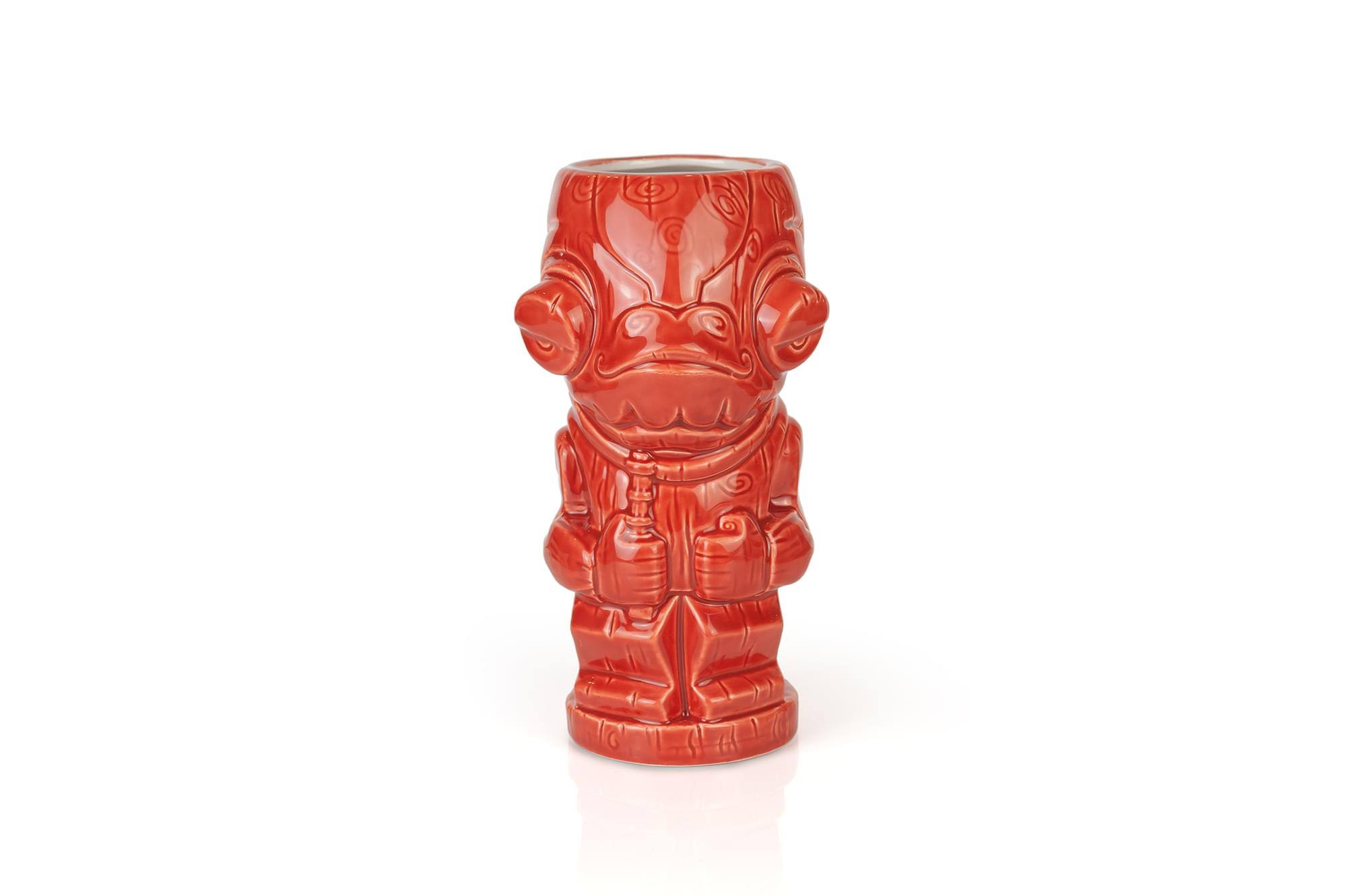 Front. Star Wars - Geeki Tikis Star Wars Admiral Ackbar Mug | Ceramic Tiki Cup | Holds 19 Ounces - Red.