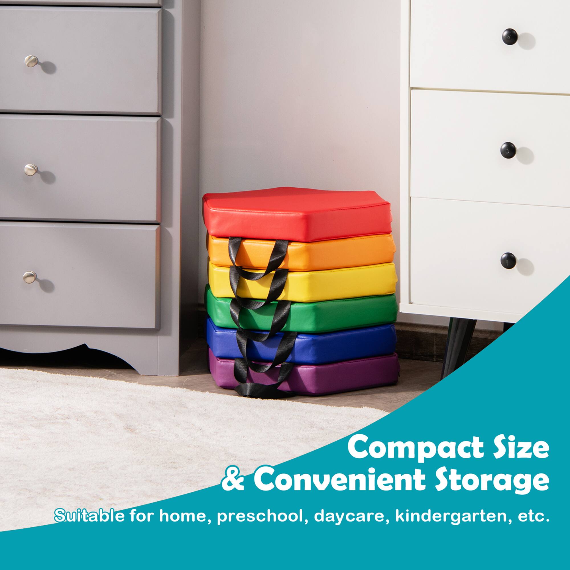 Compact Size & Convenient Storage  
Suitable for home, preschool, daycare, kindergarten, etc.