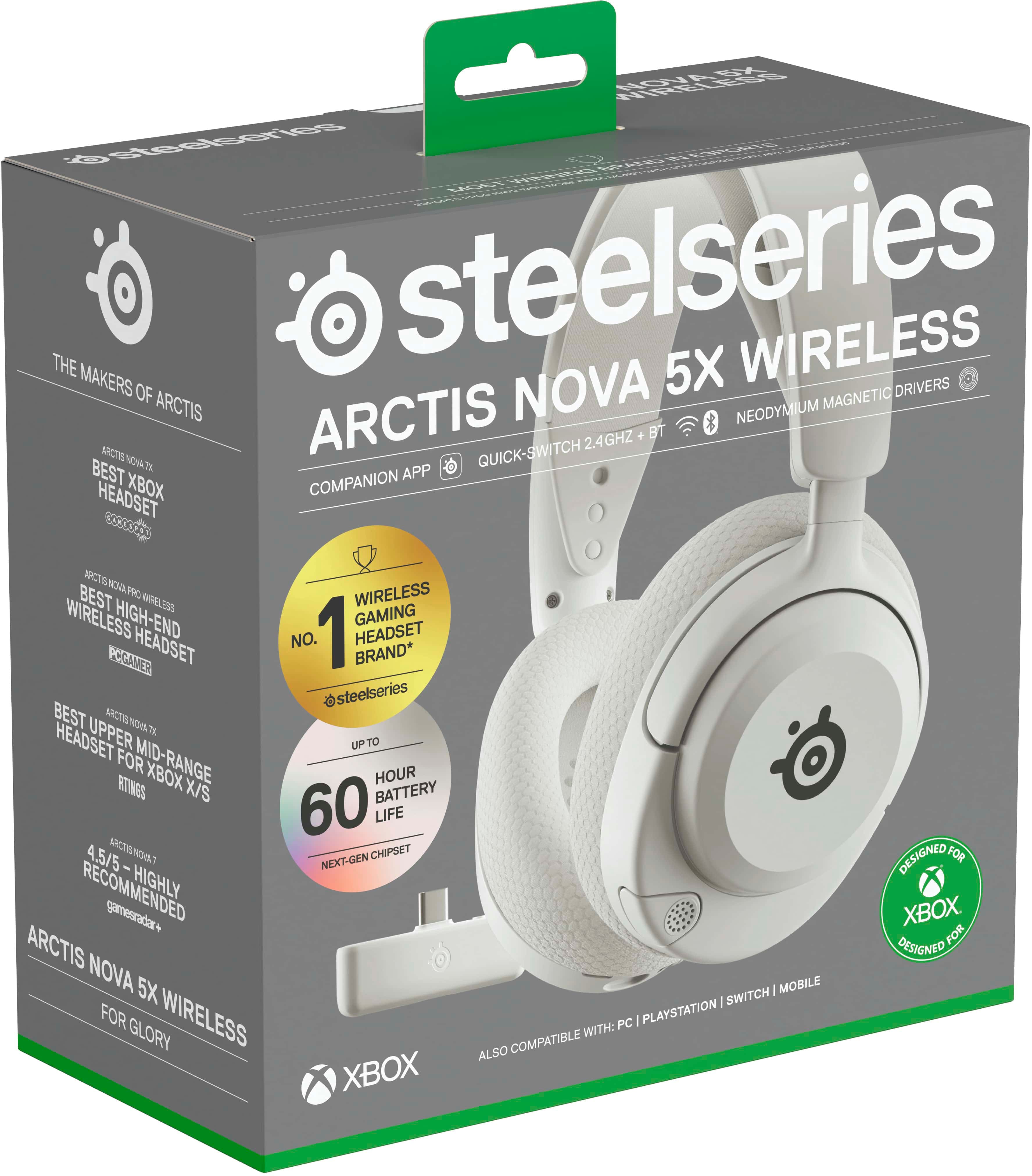 Vale nhint THE steelseries WIRELESS MAKERS OF NOVA 5X MAGNITIC DRIVERS ARCTIS NOVA 5X WIRELESS HIGH-END GAMING HEADSET NO. 1 HEADSET - BRAND* estootories BEST - HEADSET UPPER MD - - FOR RANGE HOUR TE XBOXX/ X/S BATTERY 60 LIFE AS/ - M DERIGNED FR RECOMMENDED HIGHLY - XBOX ARCTIS ( PM NOVA 5X MOBILE : SMITOH FOR WIRELESS PC LAFETATION SLORY WITH ALBO COMPATALE XBOX