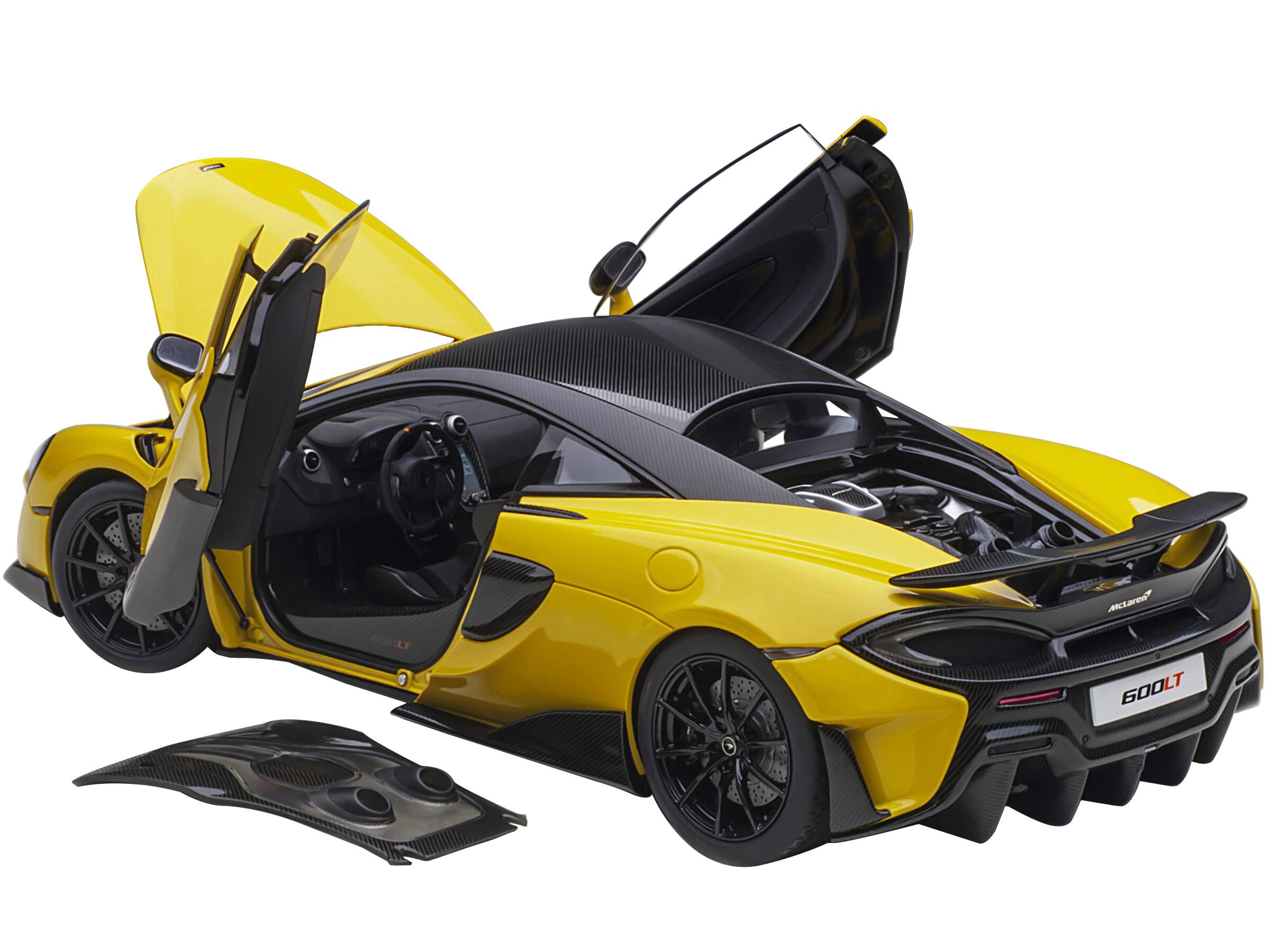Angle. Autoart - Mclaren 600LT Sicilian Yellow and Carbon 1/18 Model Car by Autoart - Sicilian Yellow And Carbon.