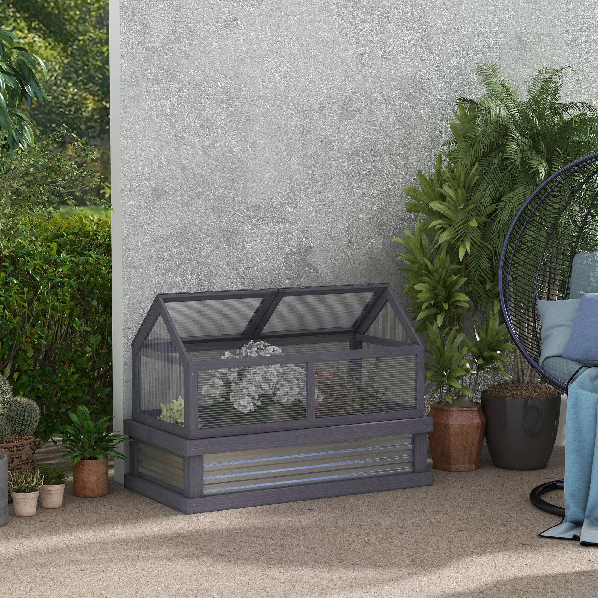 Alt View 1. Outsunny - Garden Flower Bed Kit w/ Greenhouse.