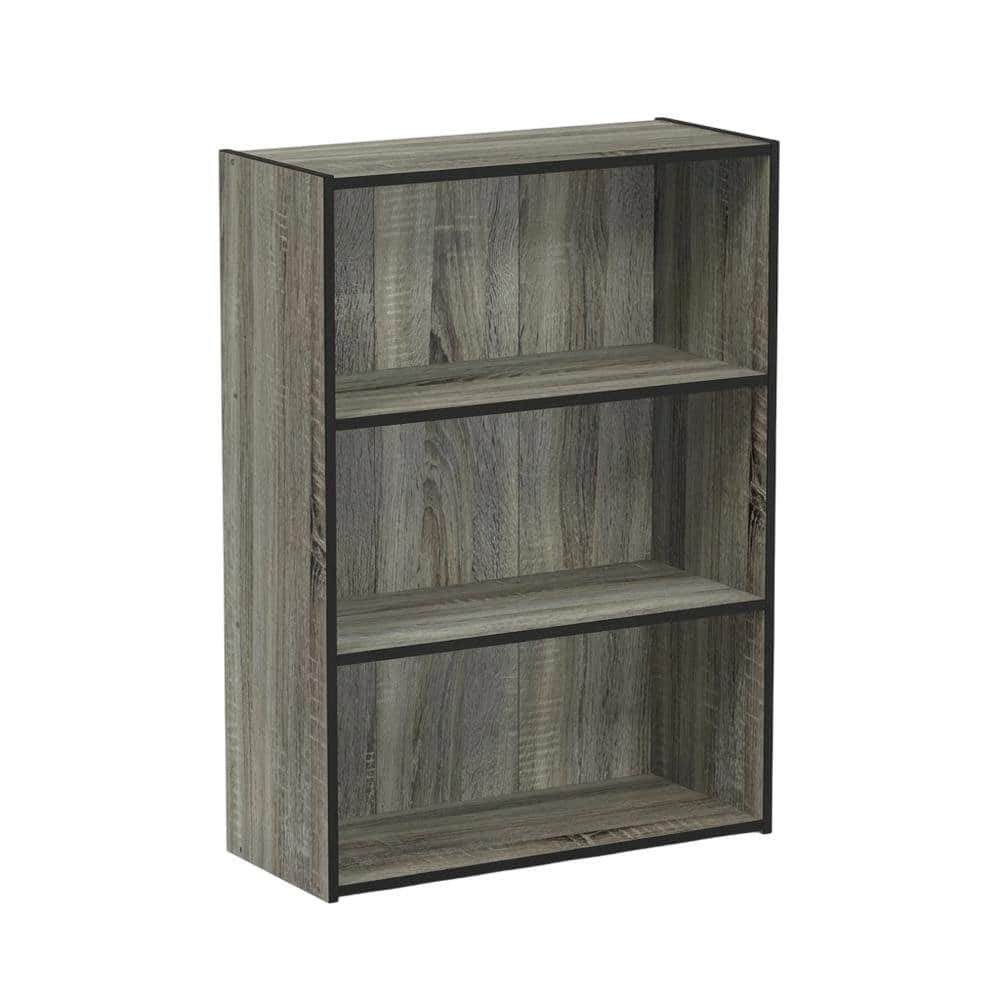 FurniFact - 3 Tier Open Shelf Bookcase with Finish for Contemporary Storage - French Oak Grey