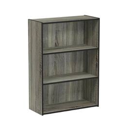 FurniFact - 3 Tier Open Shelf Bookcase with Finish for Contemporary Storage - French Oak Grey