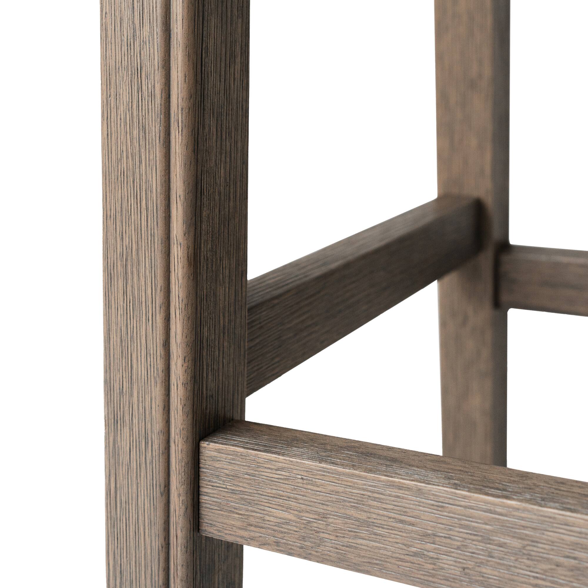 Alt View 7. Maven Lane - 26" Adrien Saddle Counter Stool In Reclaimed Oak Finish With  Fabric Upholstery - Reclaimed Oak.