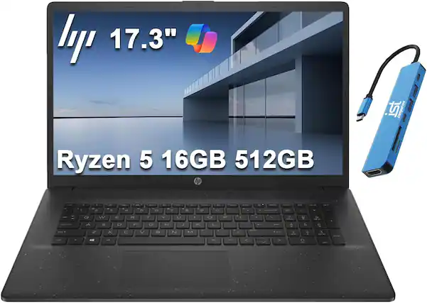 hp 17.3" Ryzen 5 16GB 512GB