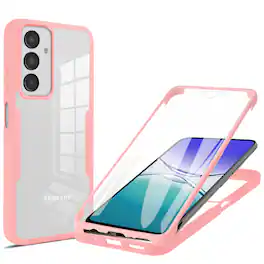 Dteck - for Samsung Galaxy A17 5G Slim Double Sided Case,Full Body Clear Back Cover,Shockproof Clear Case with PET Front Film - Pink