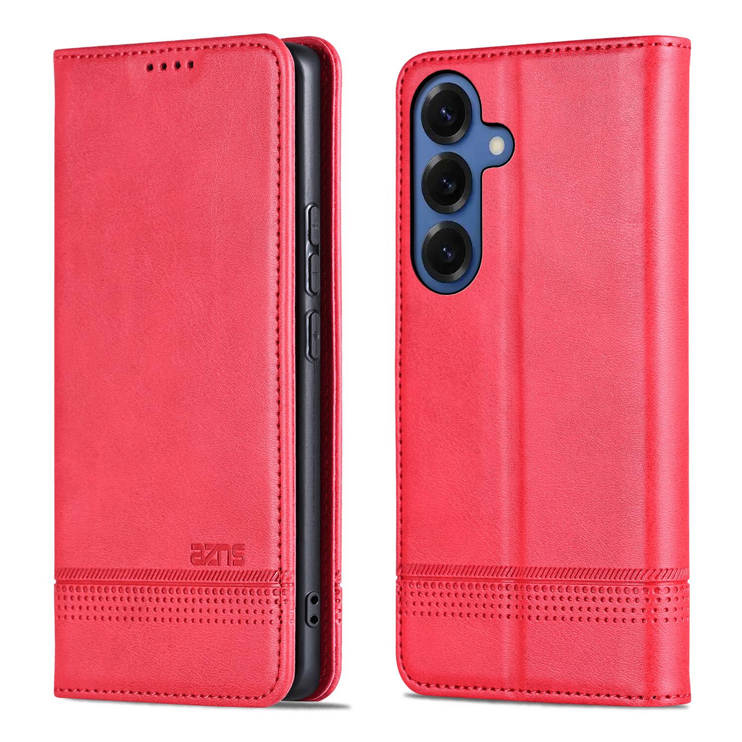 Alt View 3. Dteck - Flip Wallet Case for Samsung Galaxy S26+,Magnetic Closure Card Slots Kickstand Cover,Shock-Absorbing TPU Cover - Red.