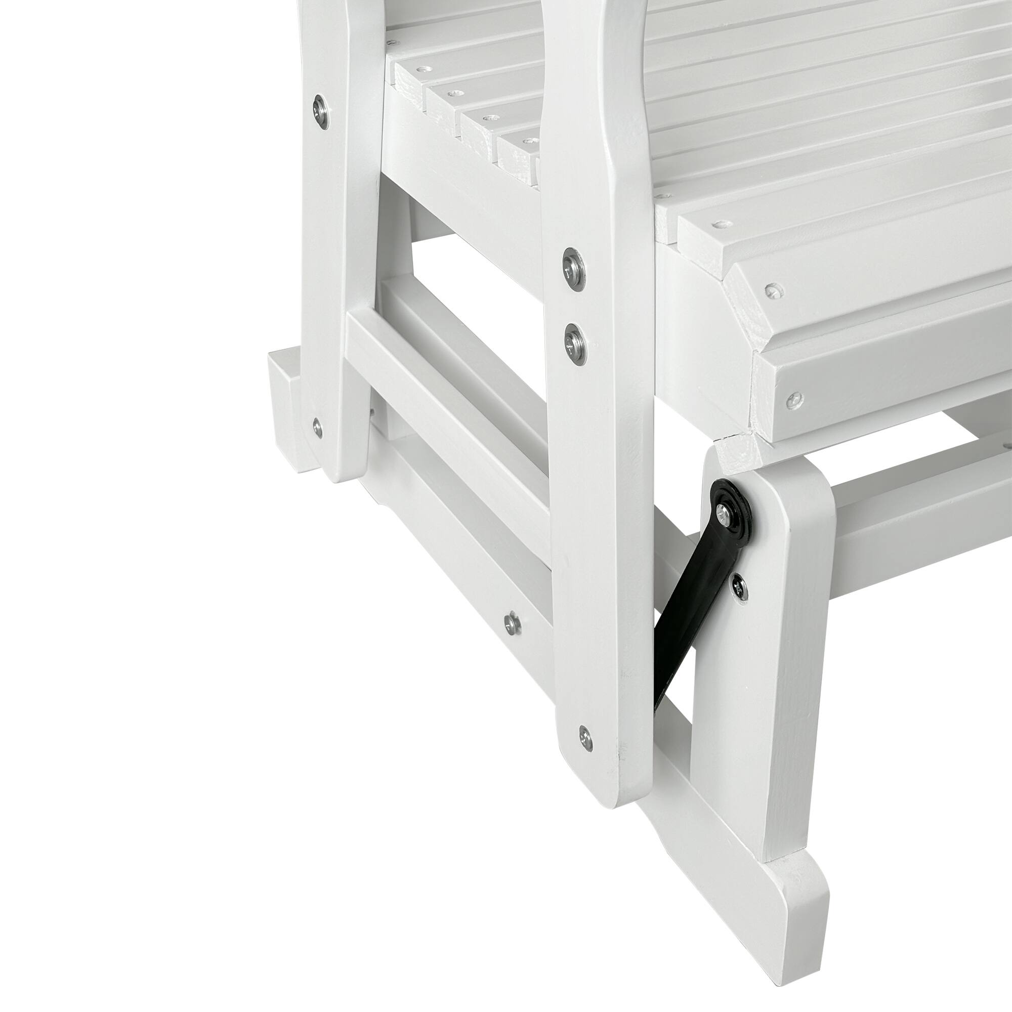 Alt View 5. Fortune Candy - Wooden Patio Glider with High Back and Deep Contoured Seat, Solid Fir Wood, Heavy Duty 600 LBS for Porch Yard Garden - White.