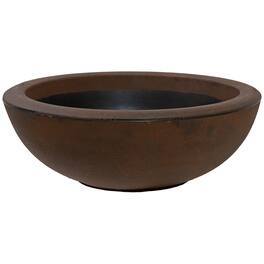 Sunnydaze - 20.75 in Percival Round Polyresin Outdoor Planter - Rust