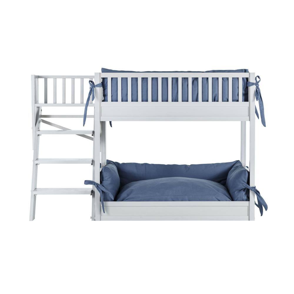 Angle. New Age Pet - Dog Bunk Bed with Removable Cushions - Antique White - Antique White.