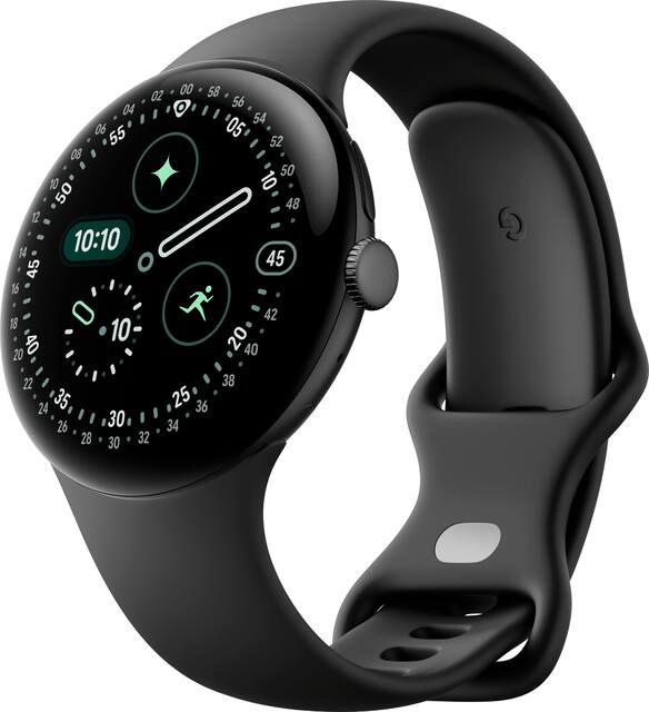 Google - Pixel Watch 4 (45mm) - LTE - Matte Black Case - Obsidian Band - (2025)