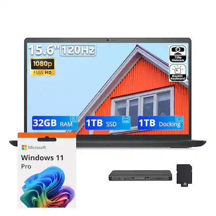15.6" 120Hz 1080p FULL HD
720p Webcam
Backlit Keyboard
32GB RAM
1TB SSD
1TB Docking
Microsoft Windows 11 Pro