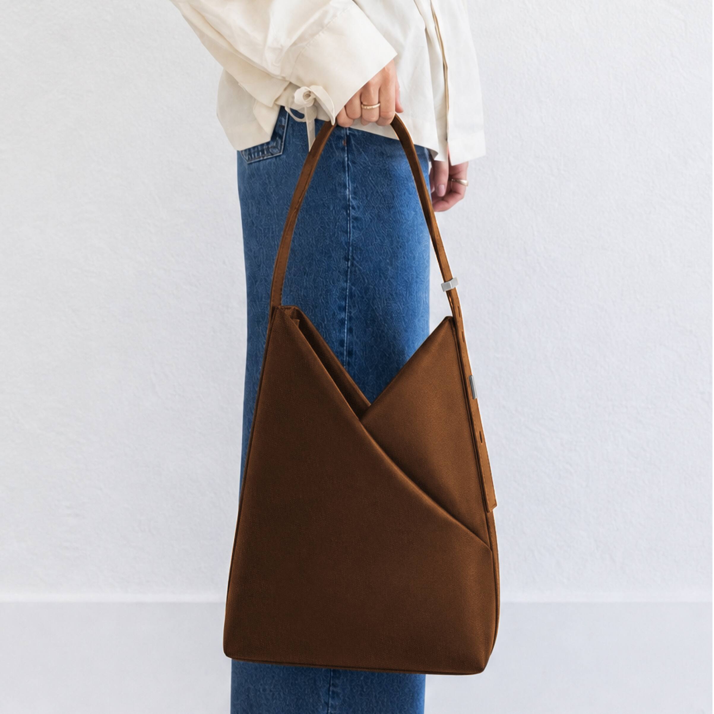 Alt View 3. Lux & Nyx - Lux & Nyx - Origami 15" Laptop Hobo Bag - Convertible Shoulder Bag - Sepia.