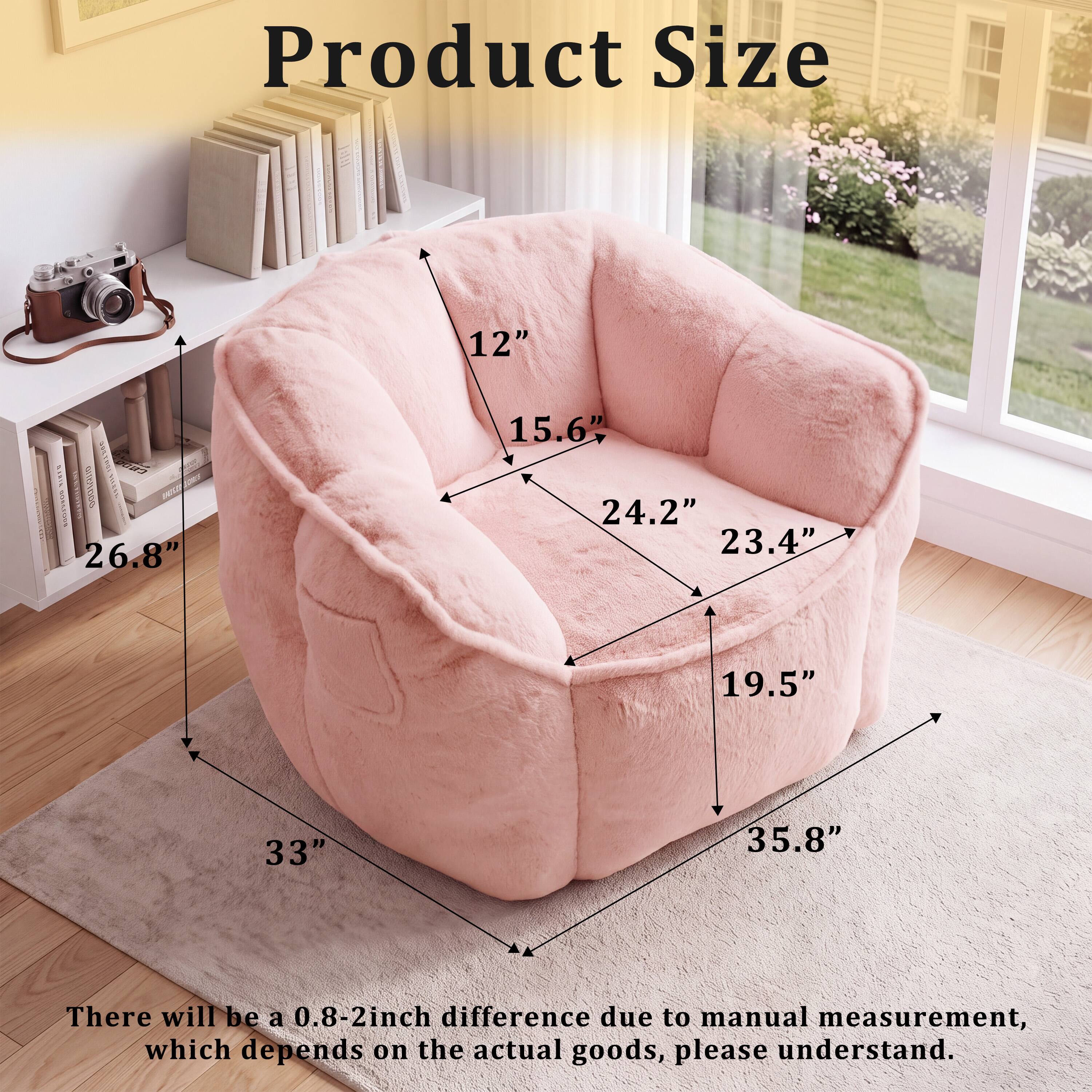 Product Size

12"
15.6" 24.2" 23.4"
19.5"
26.8" 33"
35.8"

There will be a 0.8-2inch difference due to manual measurement, which depends on the actual goods, please understand.