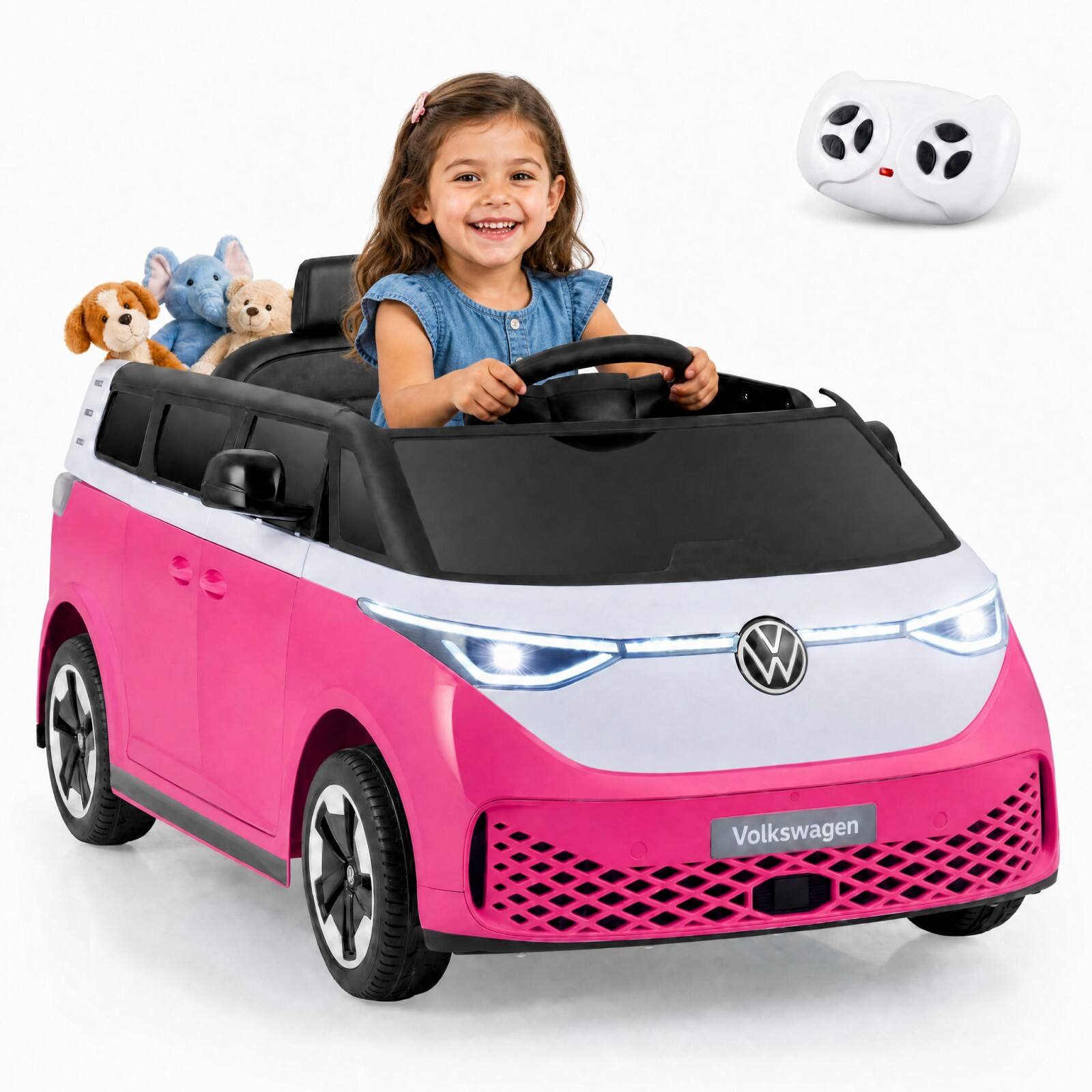 Alt View 9. Costway - Costway Licensed Volkswagen 12V Kids Ride On Bus Car with Remote - Pink.