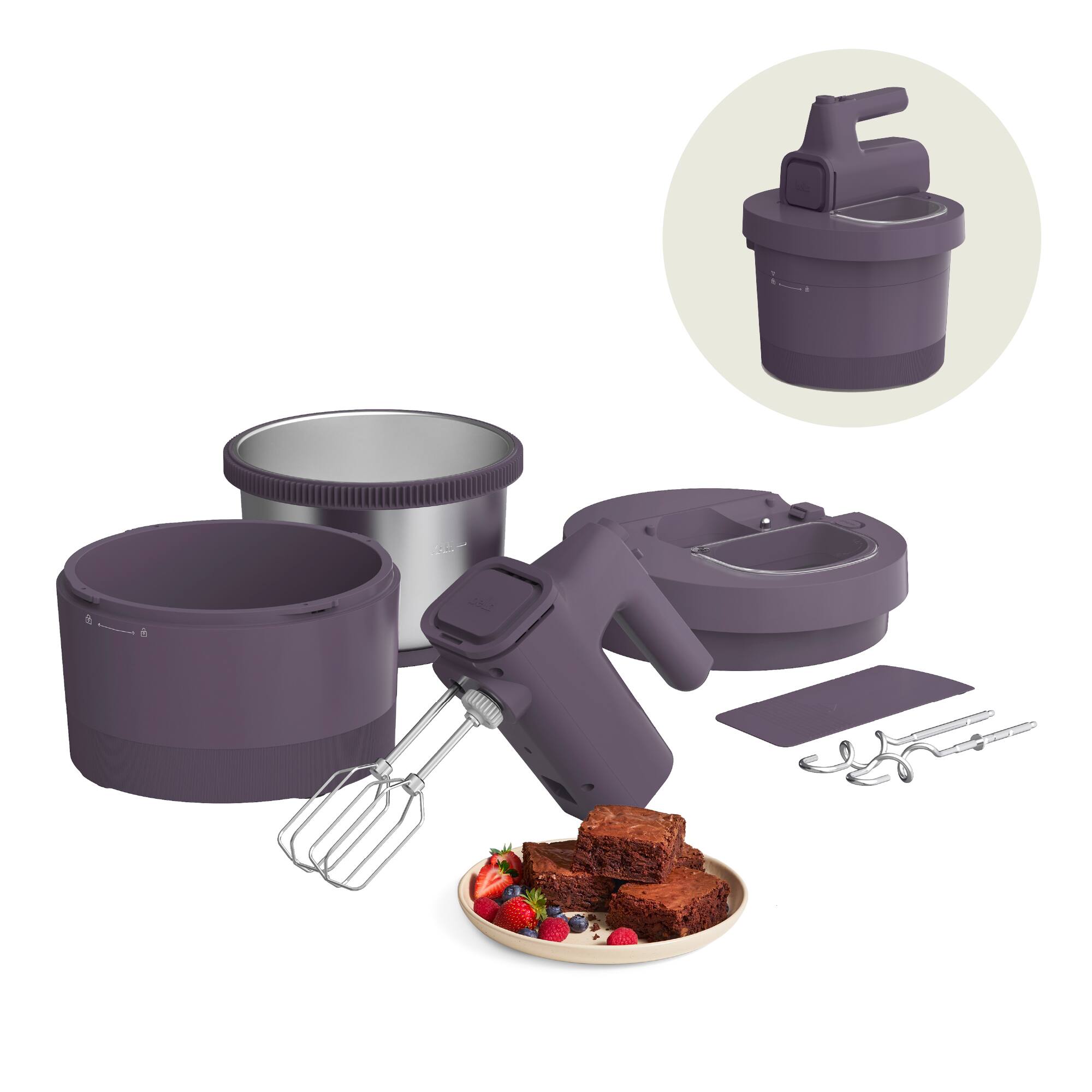 Angle. Bella - 3.5-qt. Hand & Stand Mixer - Plum.