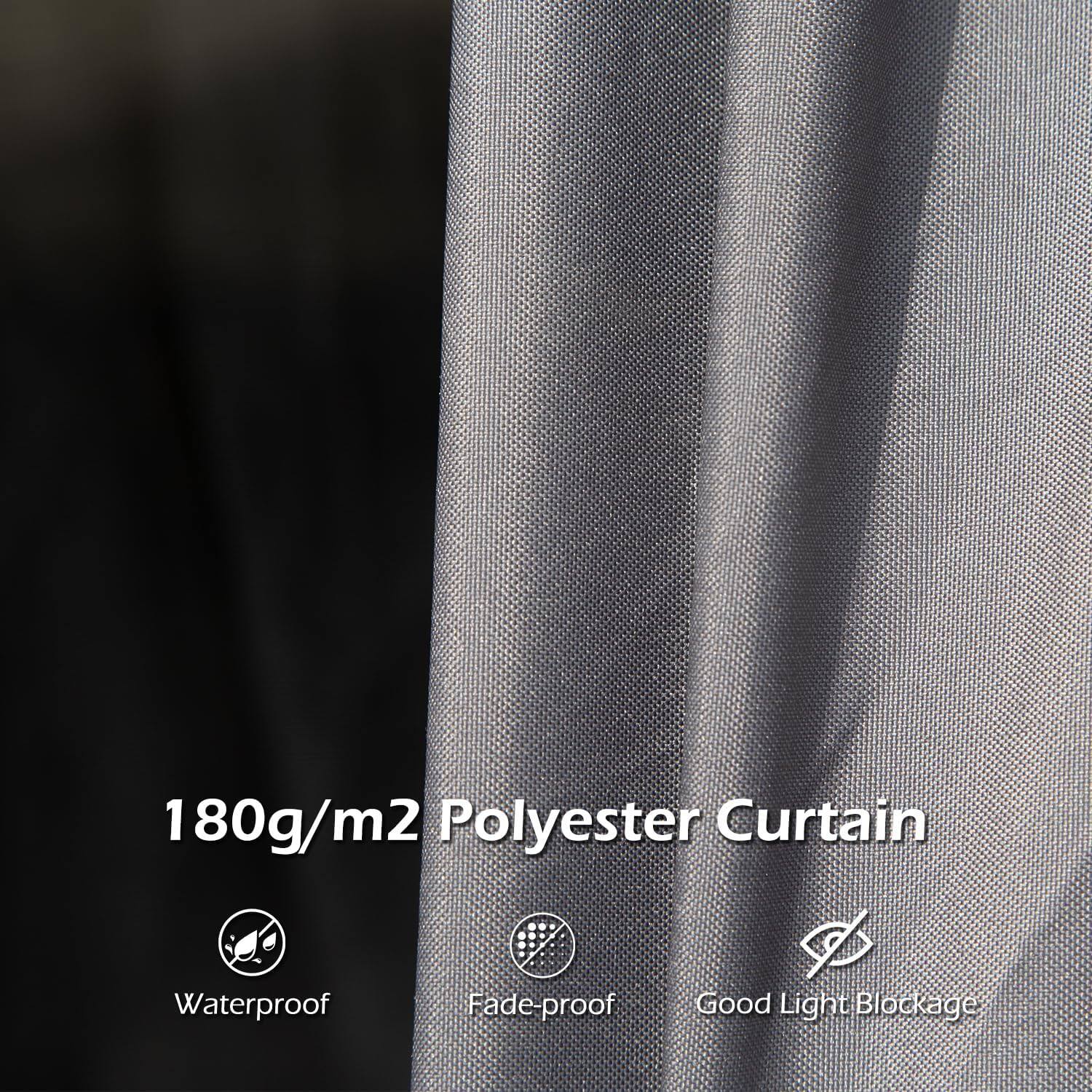180g/m2 Polyester Curtain  
Waterproof  
Fade-proof  
Good Light Blockage