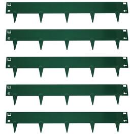 Sunnydaze - 5-Piece Steel Garden Border Fence Set - 16 ft - Green
