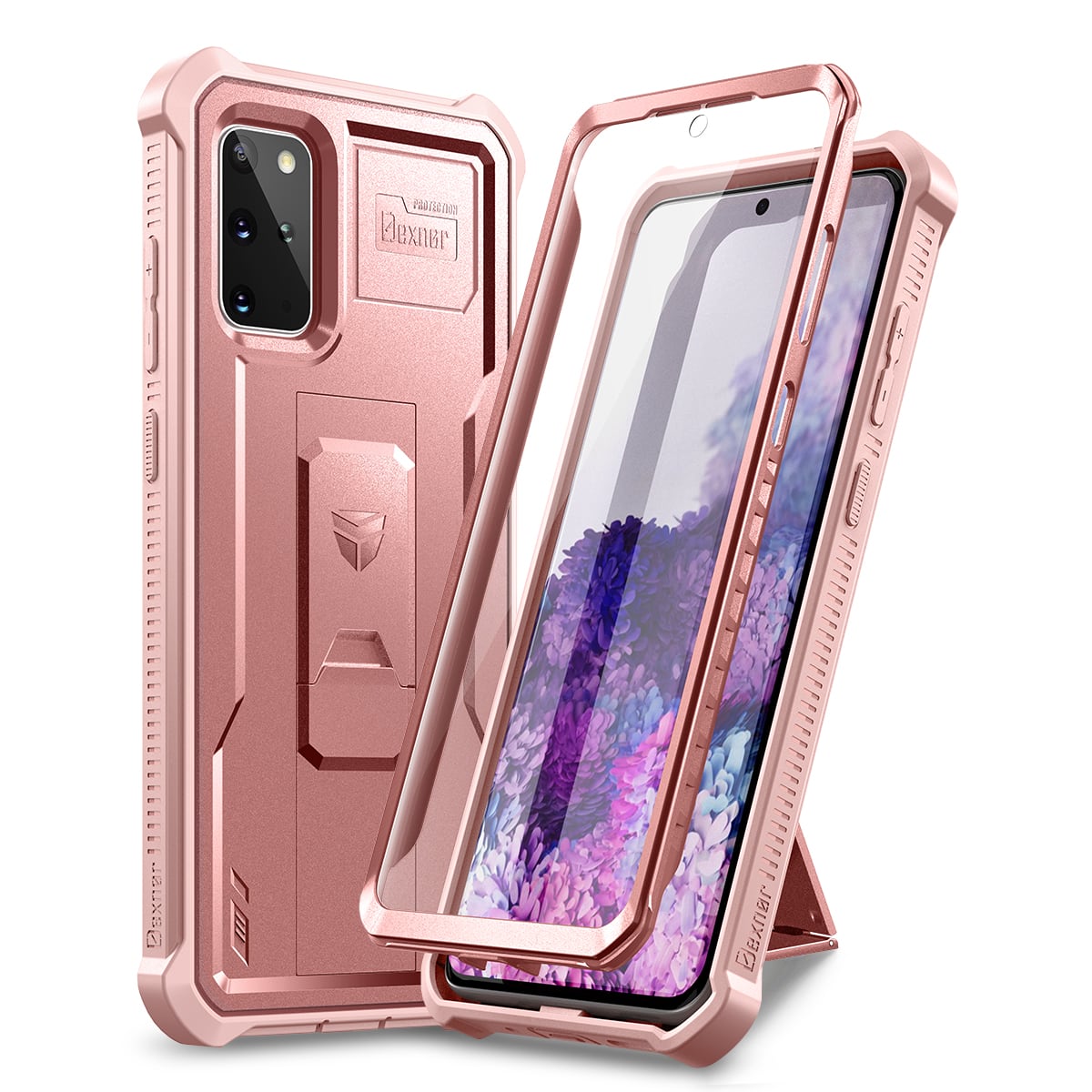 Dexnor - Phone Case for Samsung S20 Plus Heavy Duty Military Grade Protection Shockproof Protective Cover for Samsung S20+ - Rose Gold