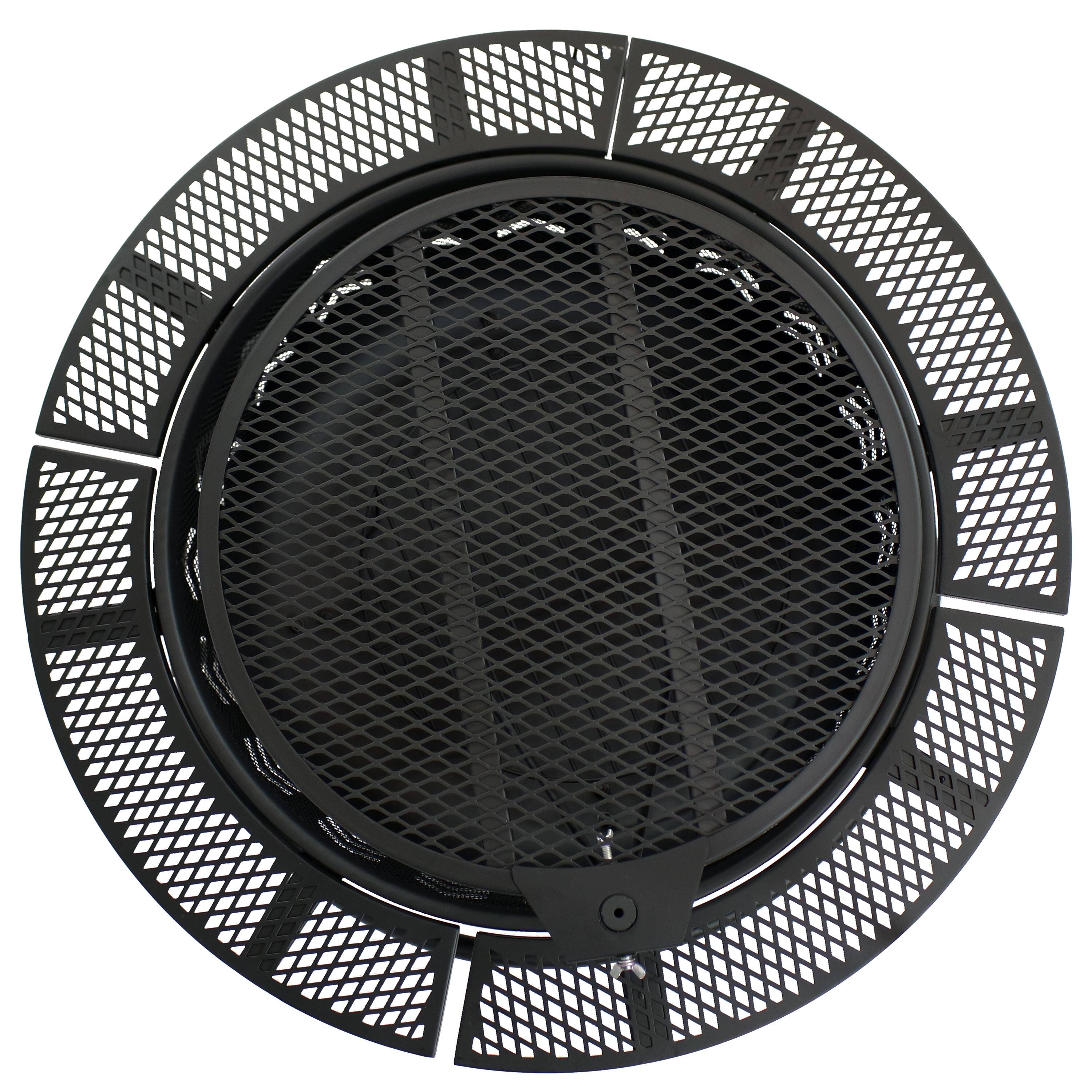 Alt View 6. Sunnydaze - 32.75 in Arrow Motif Steel Fire Pit with Cooking Grate - Black.