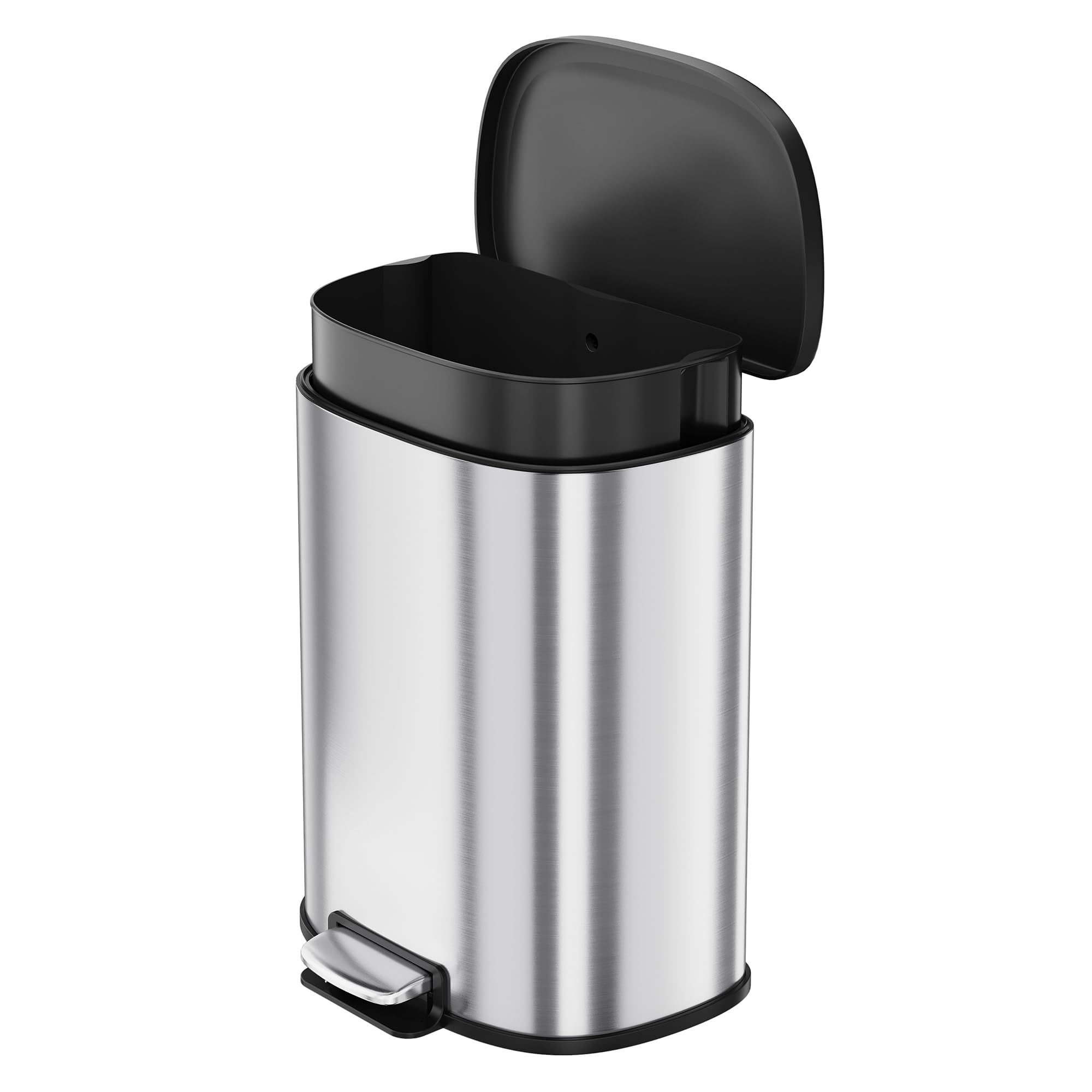 Front. Acekool - D Shape Kitchen Trash Can 50L/13.2 Gal,Smudge Resistant Step-On Garbage Can with Lid.