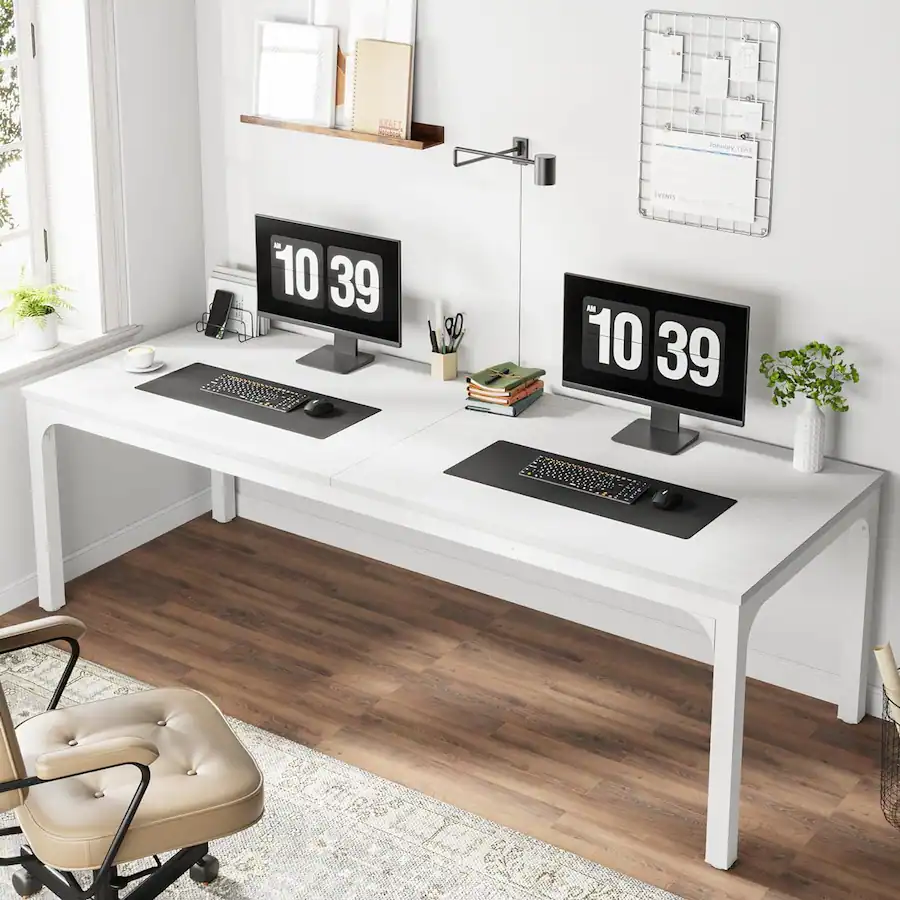 Double Client Desk Tribesigns 78.7 Inches Extra Long Computer Desk 2 Person Desk, Double ...