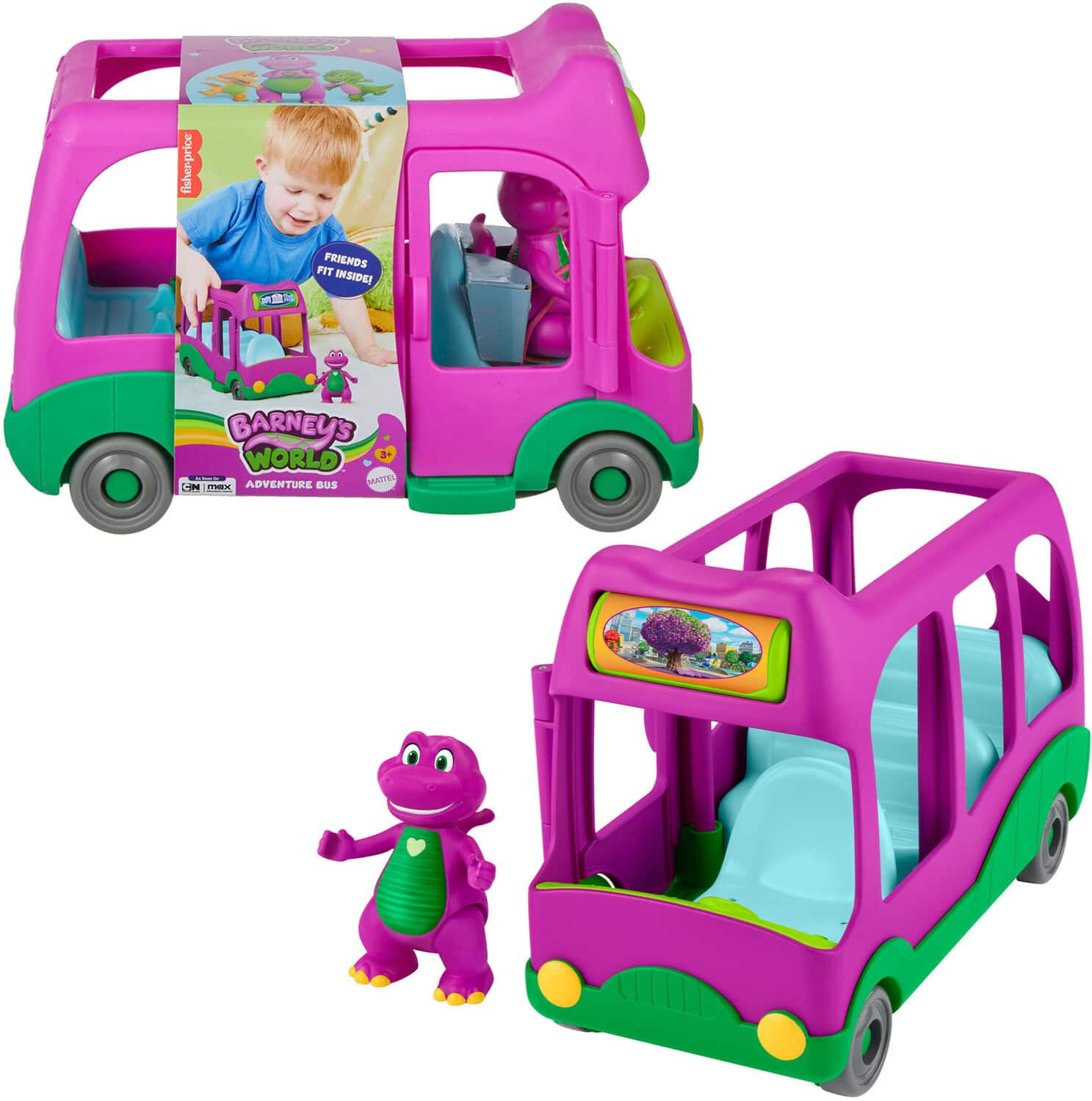 Fisher Price - Barney's World: Adventure Bus and Figure - COLLECTABLES - Multicolor