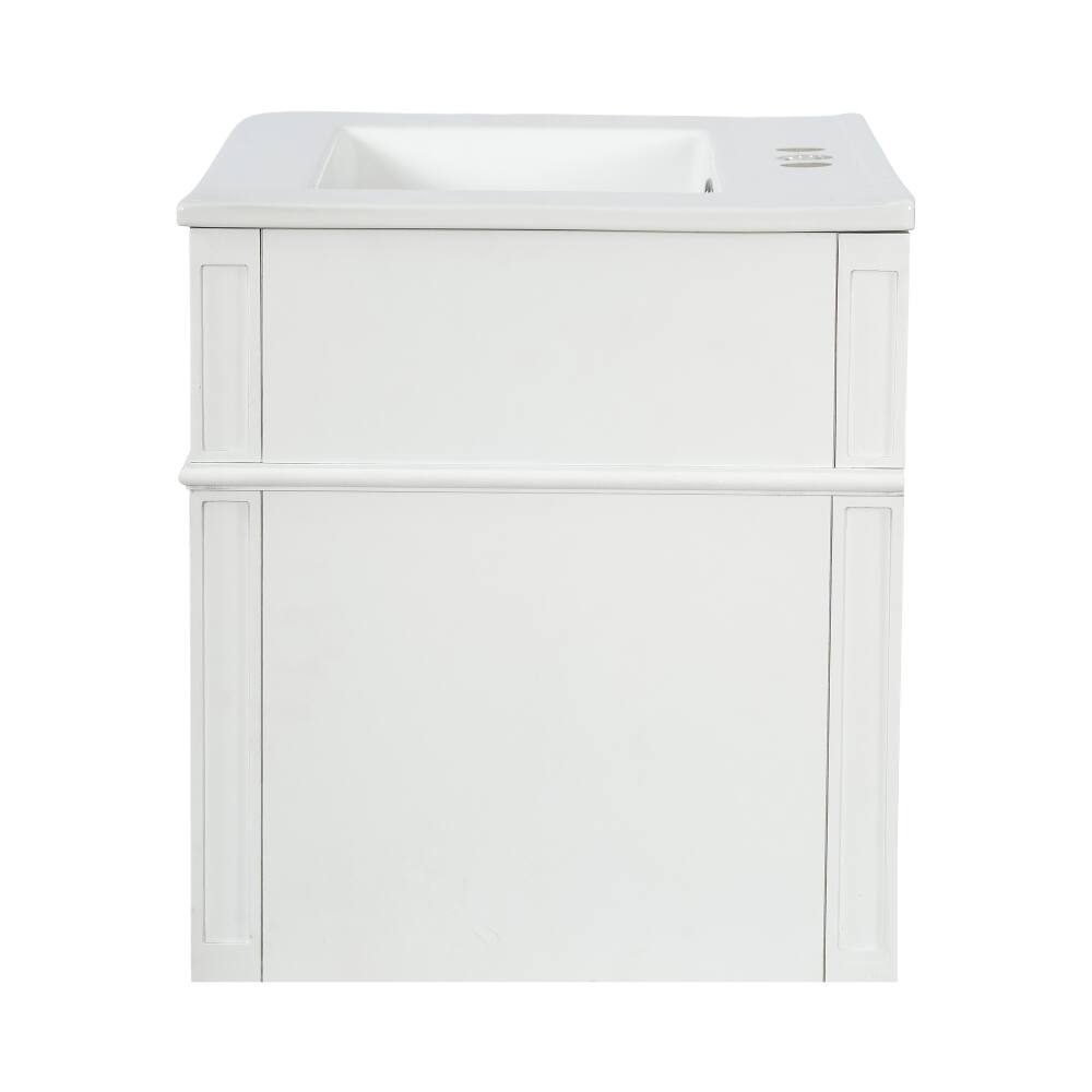 Alt View 9. Loheer - Loheer 24 inch Wall Mounted Bathroom Vanity White Floating Vanity with Sink 2 Door - White.