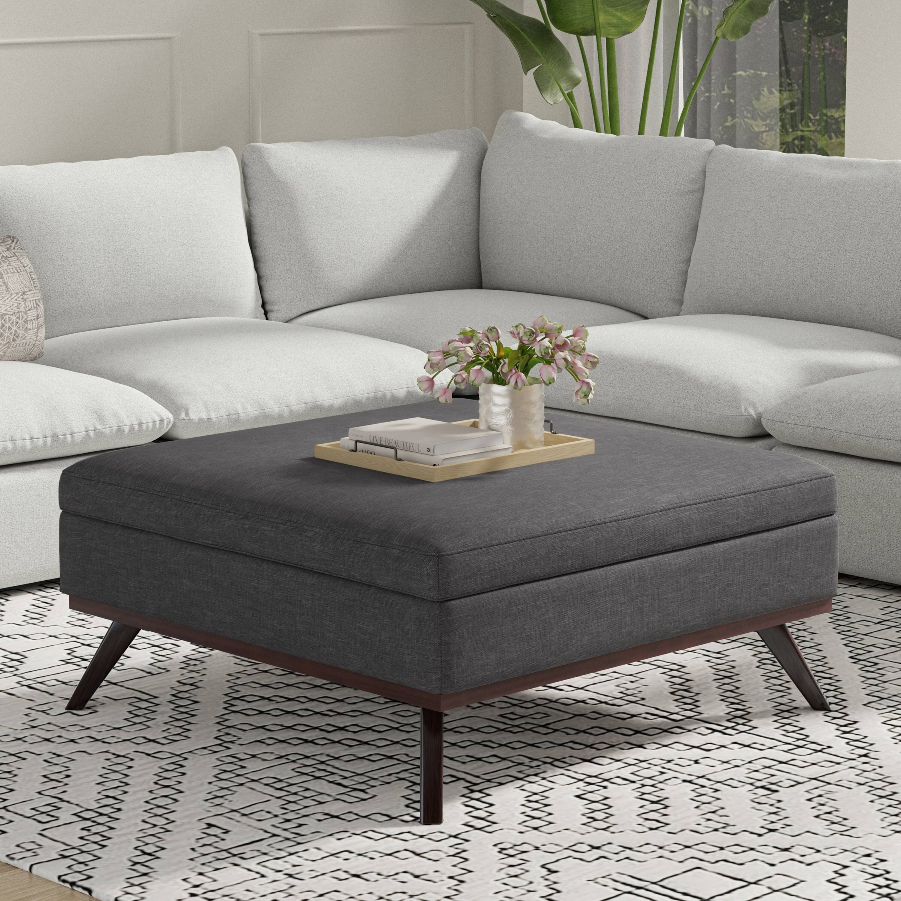 Tiramisubest - Owen XL Square Coffee Table Storage Ottoman - Gray