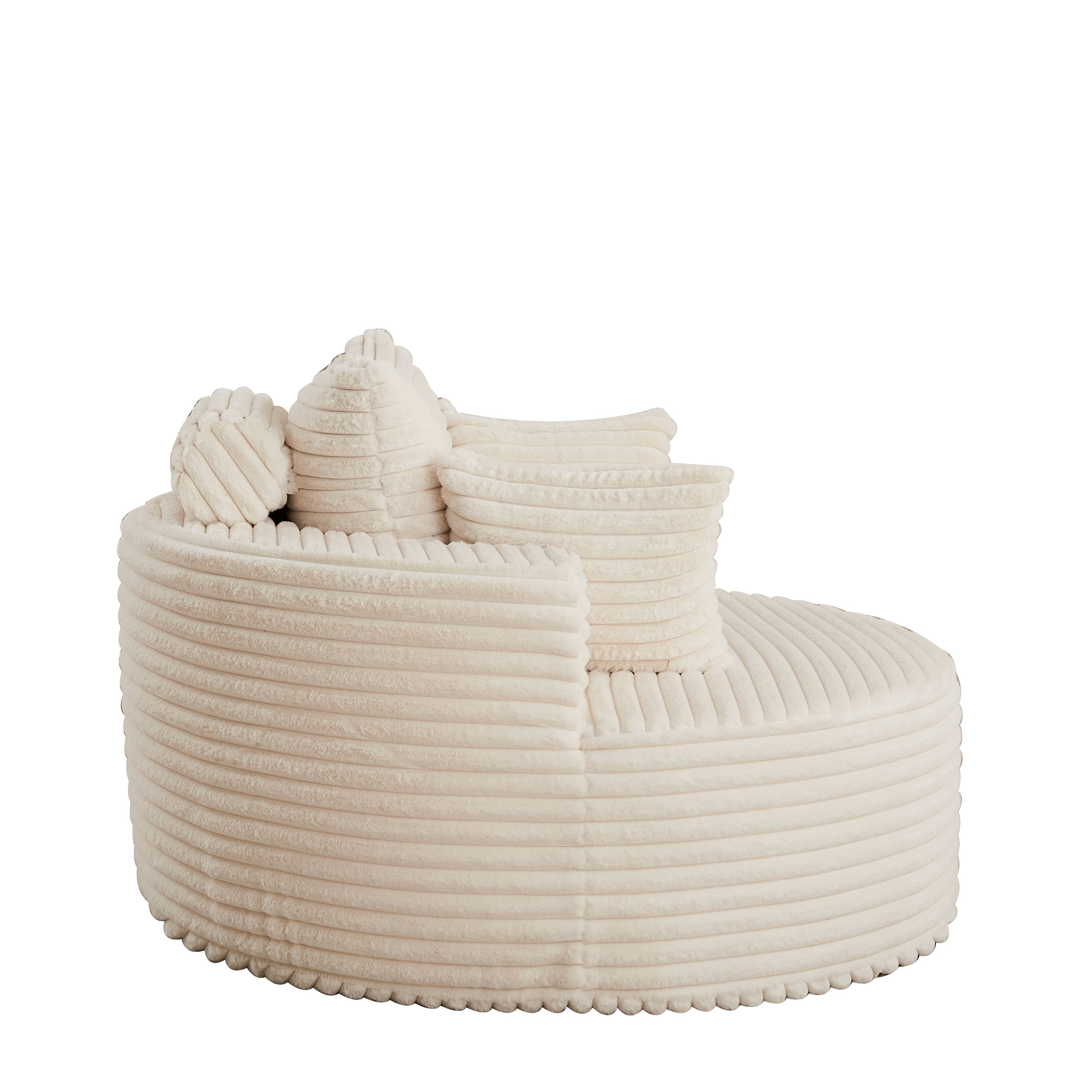 Left. COWLOWN - 50 Inch Corduroy Sofa Bed No Assembly Required Fluffy Modern Sleeper Chair for Living Room Bedroom Lounge Beige - Beige.