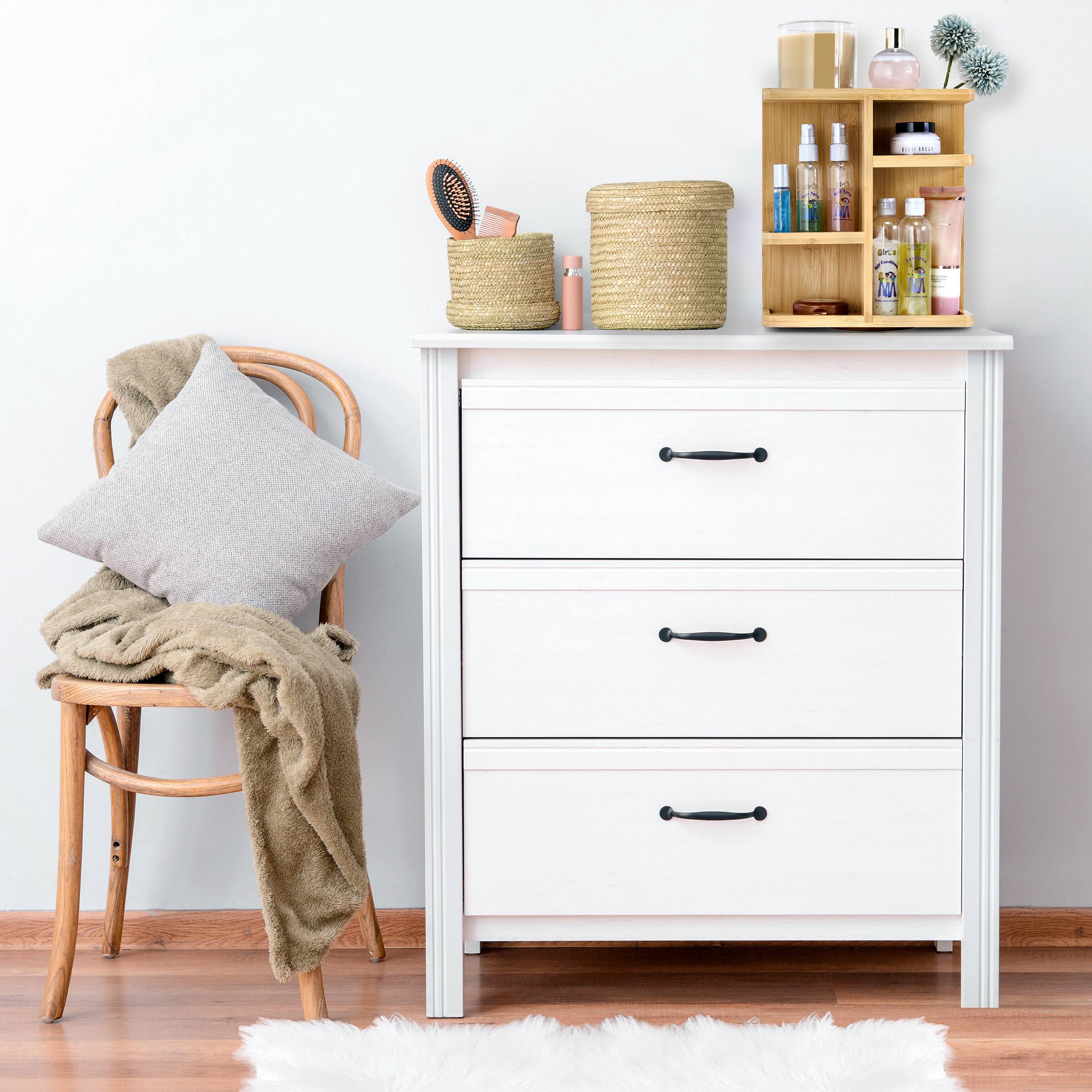 Alt View 1. Sorbus - Sorbus 360° Bamboo Rotating Makeup Organizer - Multi-Function Storage Carousel stores Cosmetics, Skin Care - Beige.