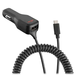 Ventev - 17W USB-A Car Charger and Connected Micro-USB-Cable - Gray
