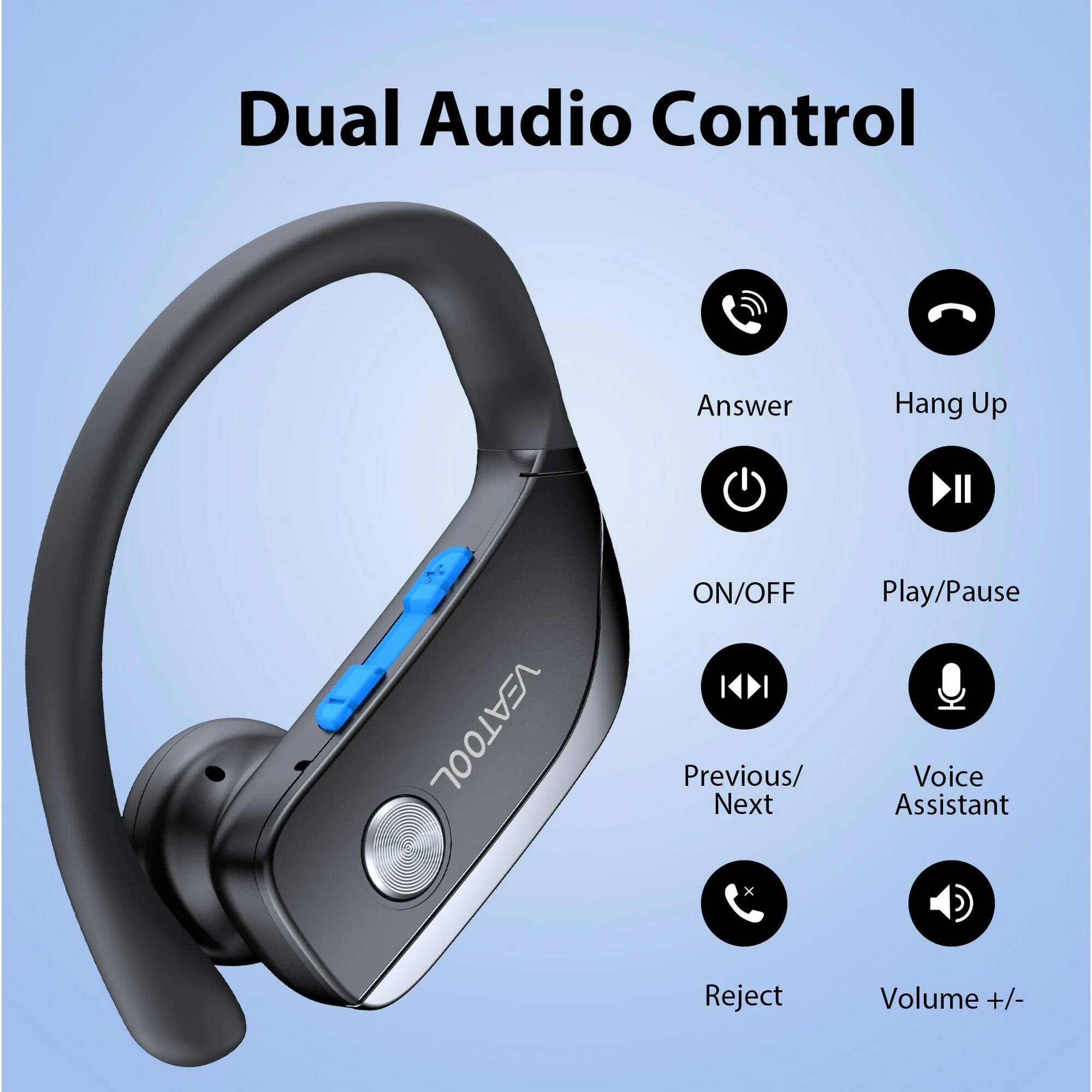 Dual Audio Control

- Answer
- Hang Up
- ON/OFF
- Play/Pause
- Previous/Next
- Voice Assistant
- Reject
- Volume +/-