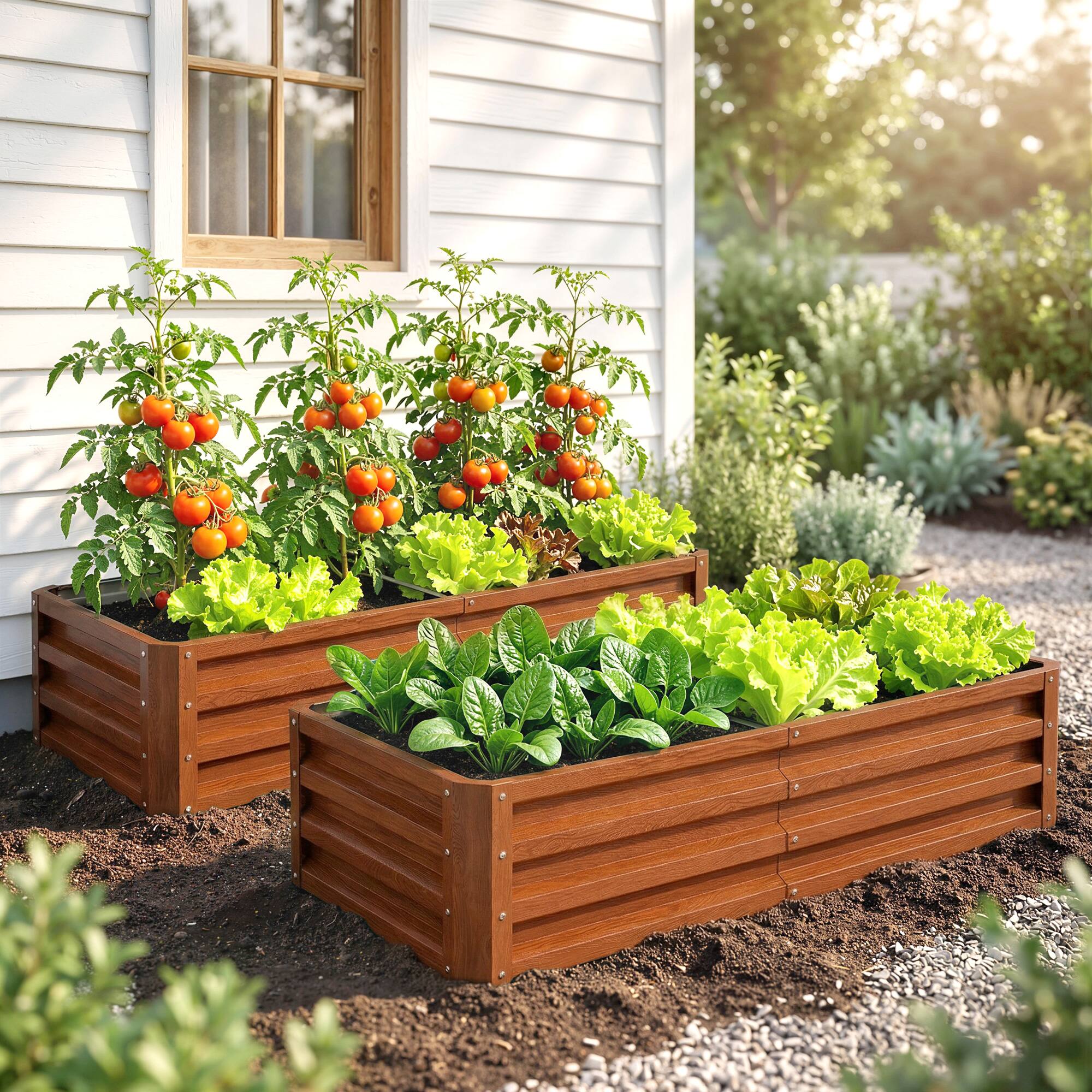 Alt View 7. Outsunny - Raised Garden Bed, 4' x 2' x 1' Metal Planter Box, for Growing Vegetables, Flowers, Herbs - Brown.
