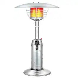 Costway - Patio Heater 11,000BTU Portable Tabletop Stainless Steel Standing Propane Heater - Silver