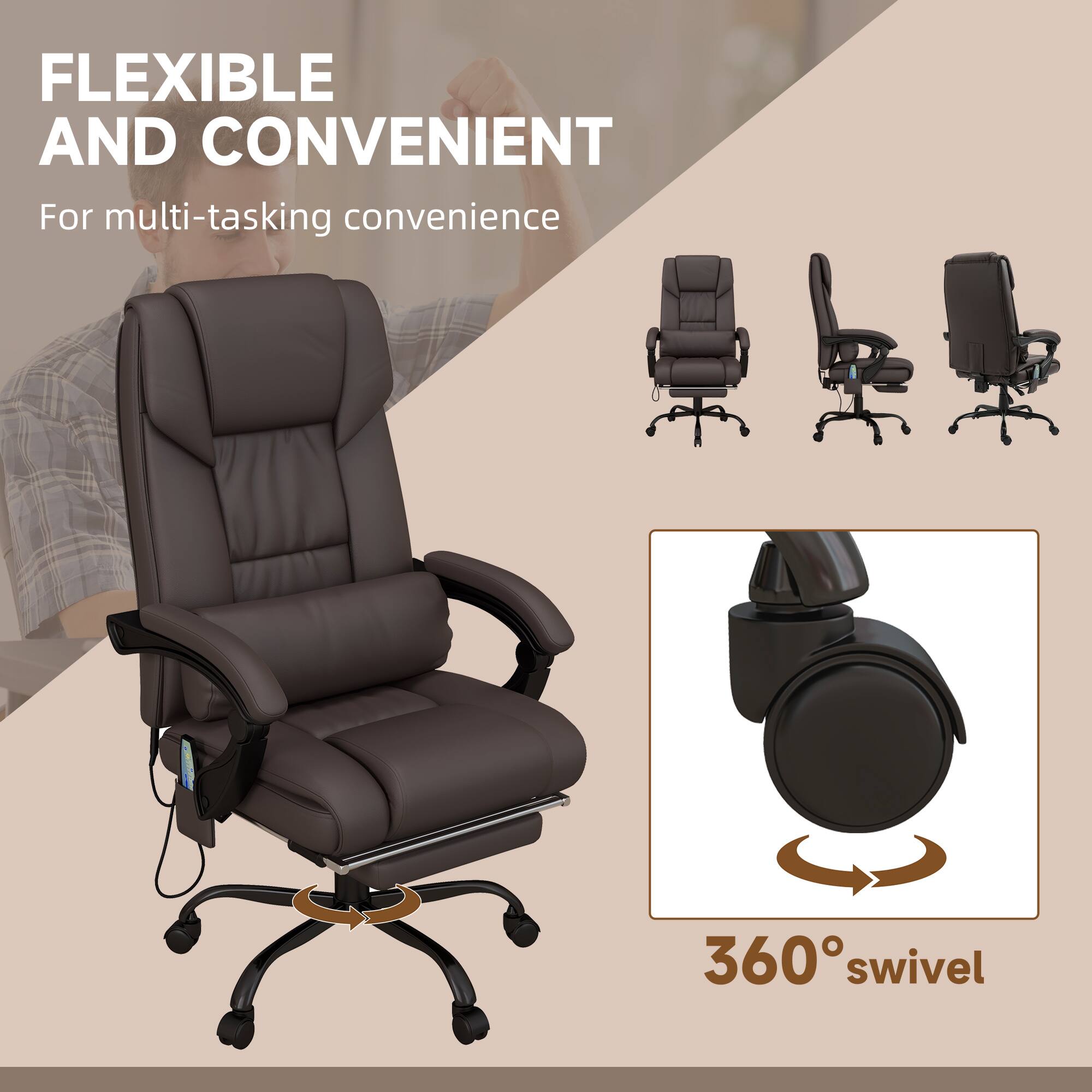 FLEXIBLE AND CONVENIENT  
For multi-tasking convenience  

360° swivel