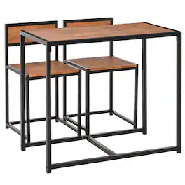 Homcom - Industrial Dining Table Set for 2, Kitchen Table and Chairs, Dining Room Sets for Small Spaces - Rustic Brown