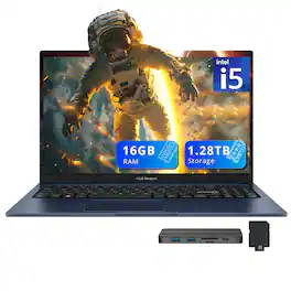 ASUS - Vivobook 15 15.6" FHD Laptop,Intel i5-1235U,16GB RAM,1TB SSD+288GB Dock Station,Intel Iris Xe Graphics,Win 11 - Blue