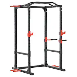 Soozier - Tower Pull Up Bar Squat Rack Power Cage At Home Workout Equipment - Black