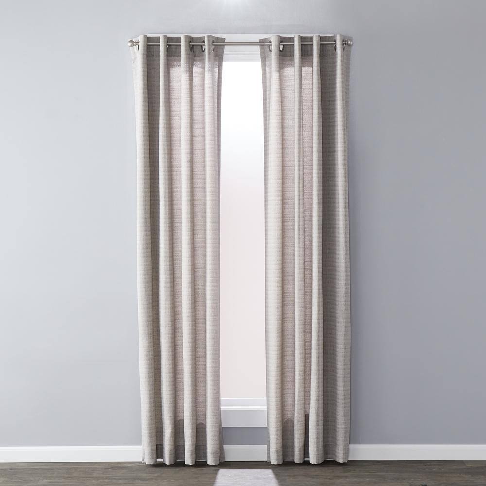 Left. SKL Home - SKL Home Saturday Knight Ltd Maeve Sophisticated Yarn Dyed Woven Horizontal Pattern Window Panel - 40" x 63" Gray - Gray.
