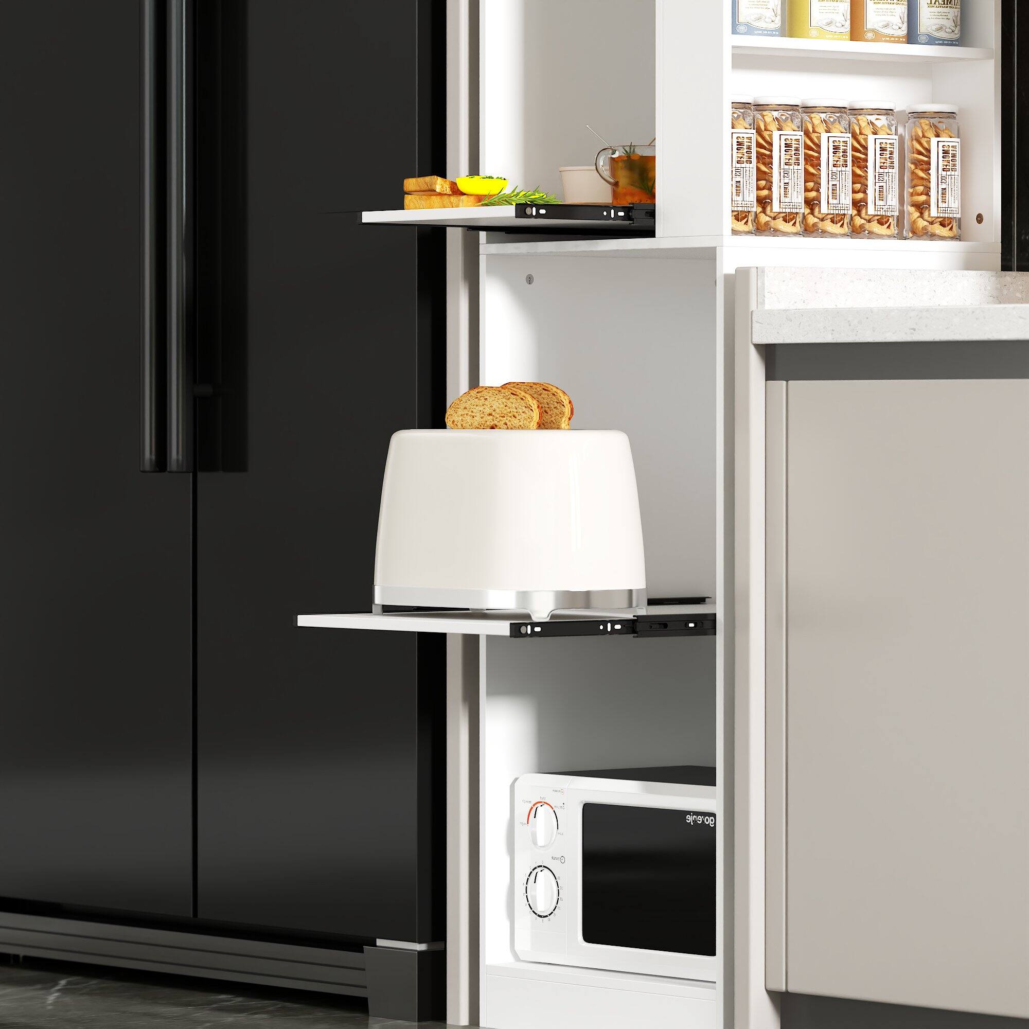 Alt View 7. Famapy - Space - Saving Kitchen Tall Cabinet Modern Minimalist Design for Easy Access & Organized Storage - White.