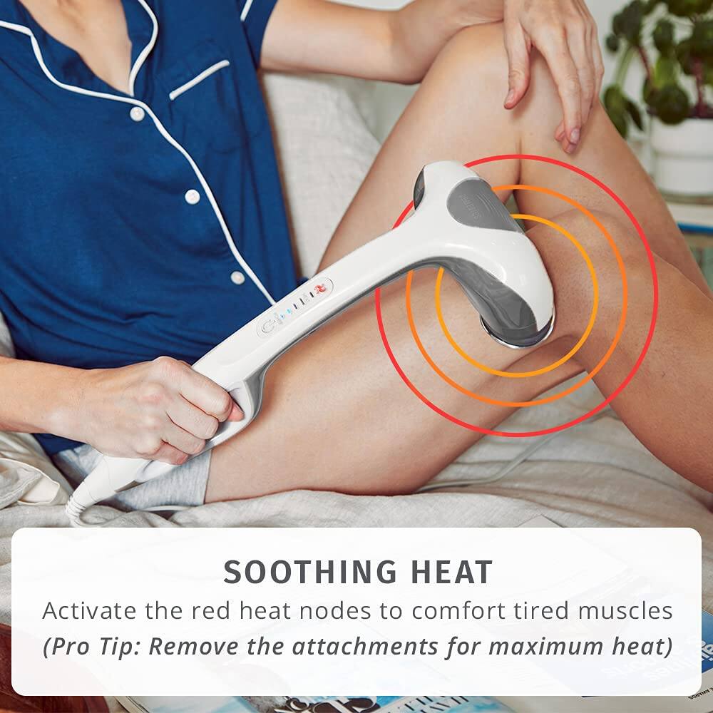 SOOTHING HEAT  
Activate the red heat nodes to comfort tired muscles  
(Pro Tip: Remove the attachments for maximum heat)