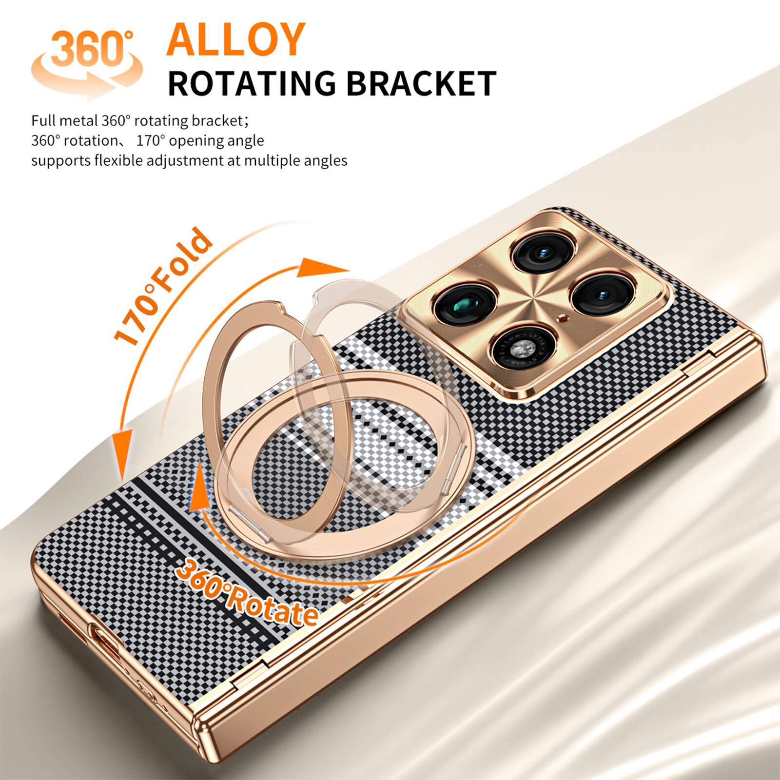 360° ALLOY ROTATING BRACKET

Full metal 360° rotating bracket; 360° rotation, 170° opening angle supports flexible adjustment at multiple angles

170° Fold 360° Rotate