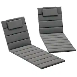 Outsunny - Outdoor Lounge Chair Cushion Set of 2, 80" x 26" UPF50+ 230gsm Olefin and 25D High-Density Foam - Dark Gray