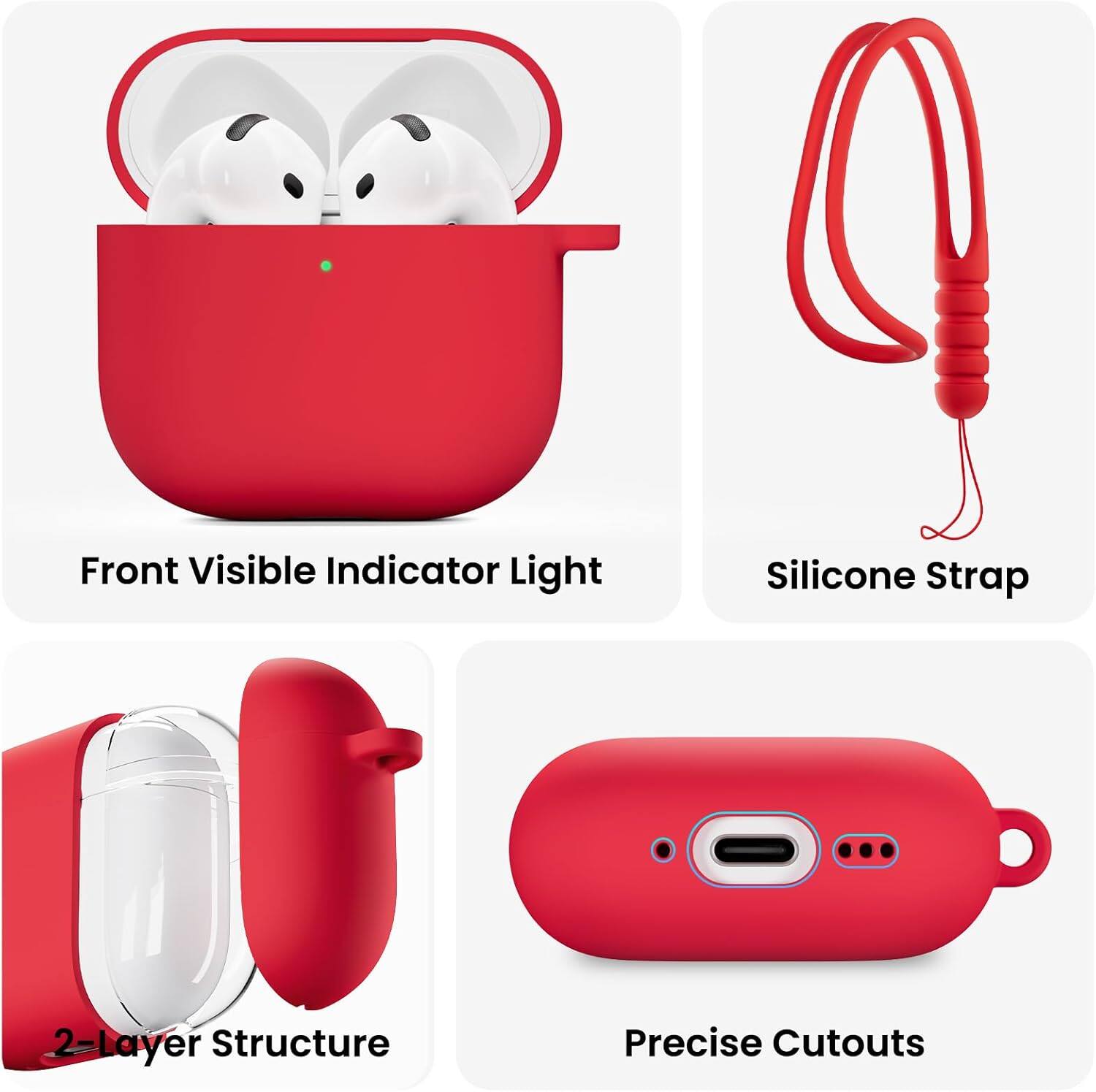 Front Visible Indicator Light, Silicone Strap, 2-Layer Structure, Precise Cutouts