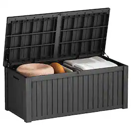 Chic Crate - 150-Gal Water-Resistant Resin Deck Box - Lockable - Black
