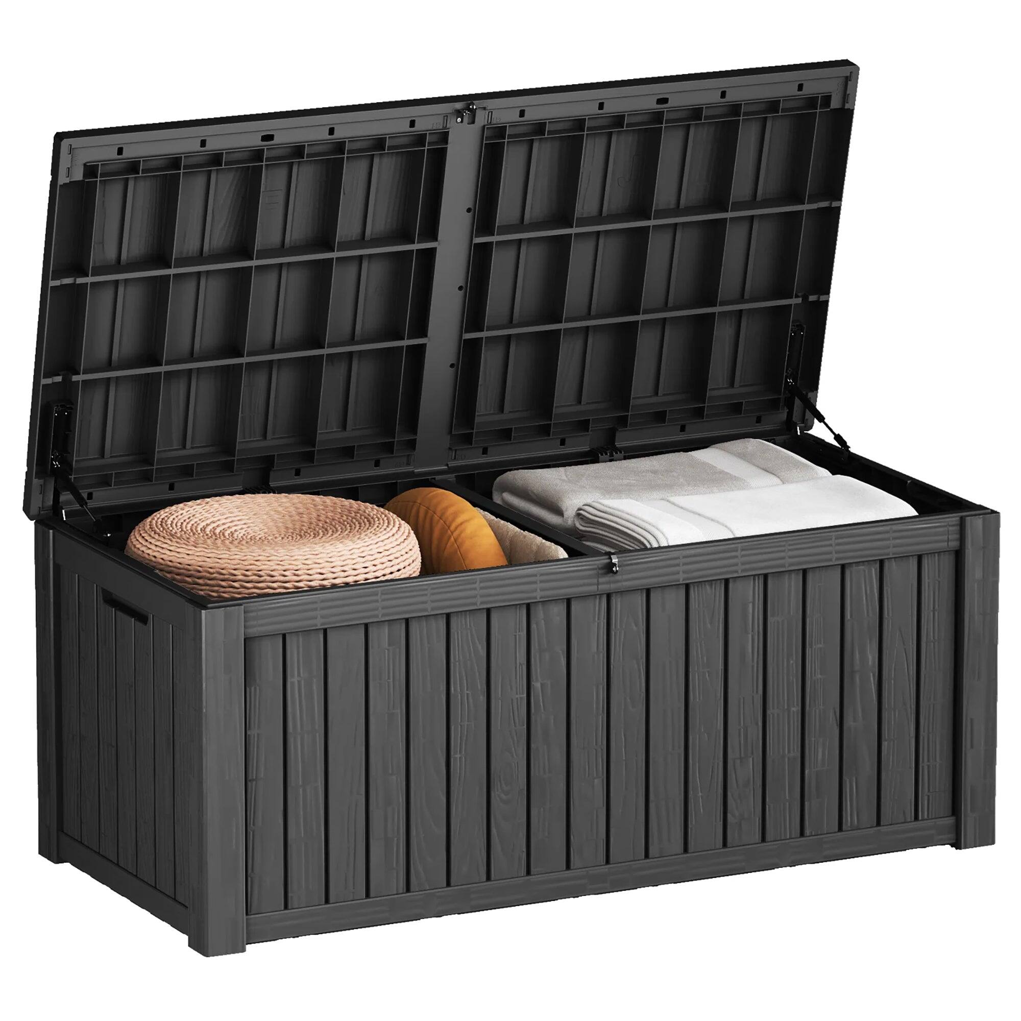 Front. Chic Crate - 150-Gal Water-Resistant Resin Deck Box - Lockable - Black.