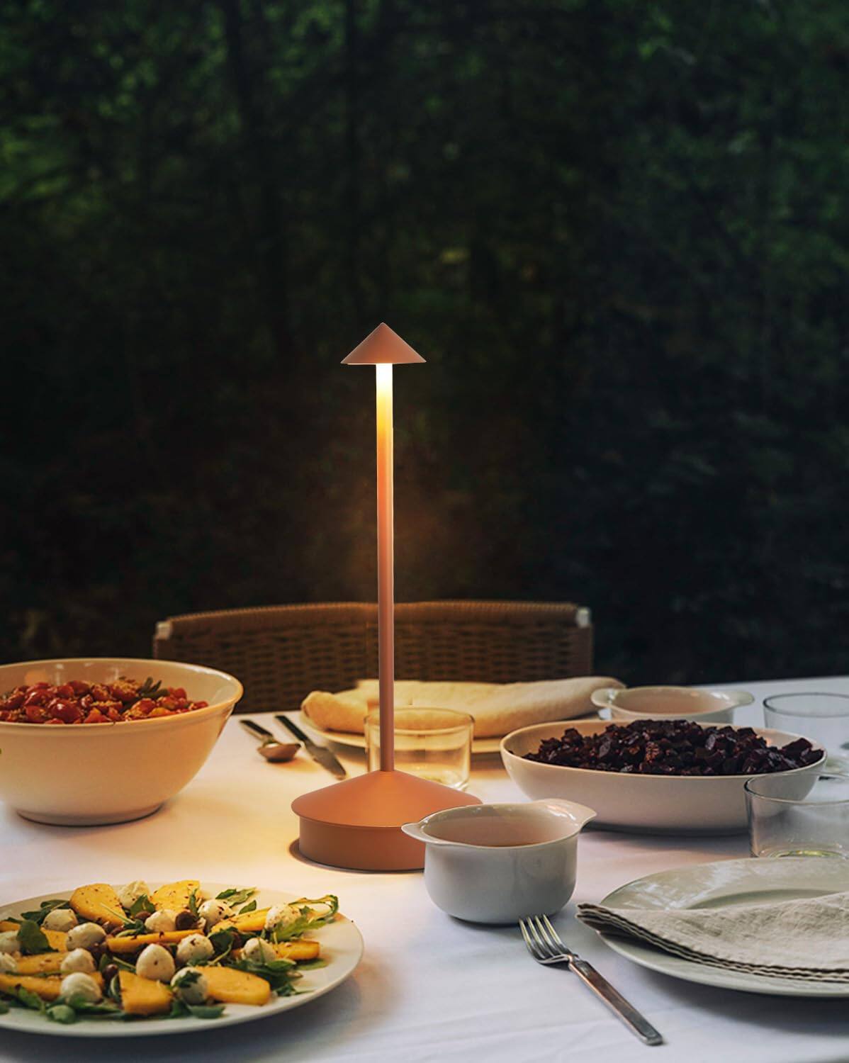Left. Dazzling Pops - Cordless Table Lamp Desk lamps 6000mAh Rechargeable Table Lamps Portable LED Touch Lamp Outdoor Battery - Brown.